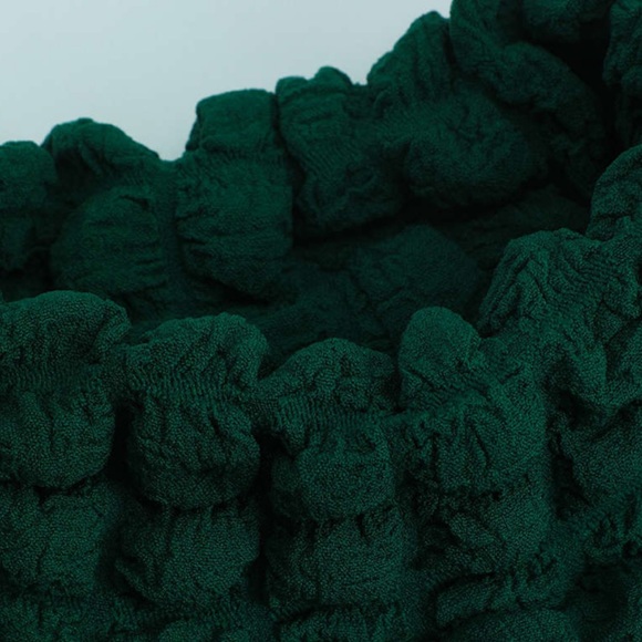 Popcorn Textured Tie Side Maxi Dress. Green. - Picture 10 of 11